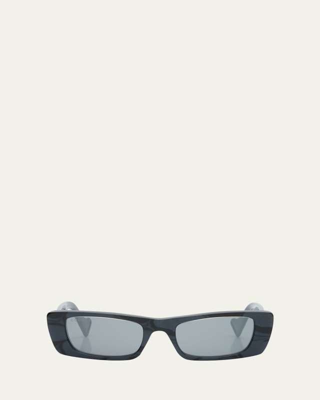 Monochromatic Rectangle Sunglasses w/ Interlocking G Temples